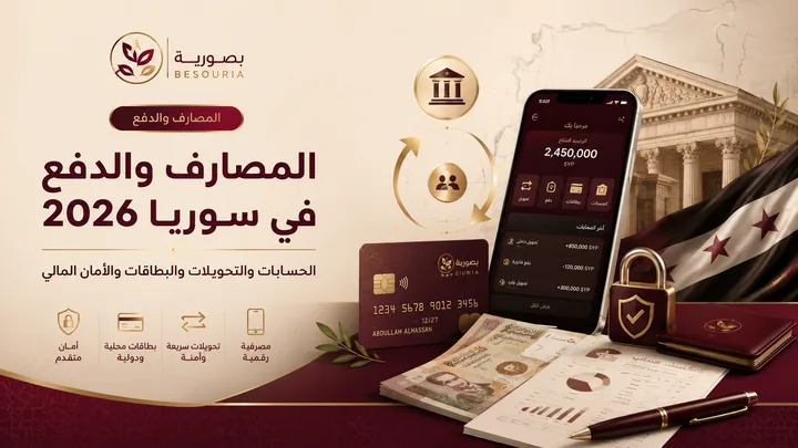 المصارف والدفع في سوريا 2026: الحسابات والتحويلات والبطاقات والأمان المالي